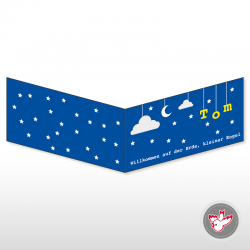 Mond Sterne blau Willkommen Engel moon star blue welcome angel baby birth