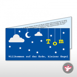 Mond Sterne blau Willkommen Engel moon star blue welcome angel baby birth