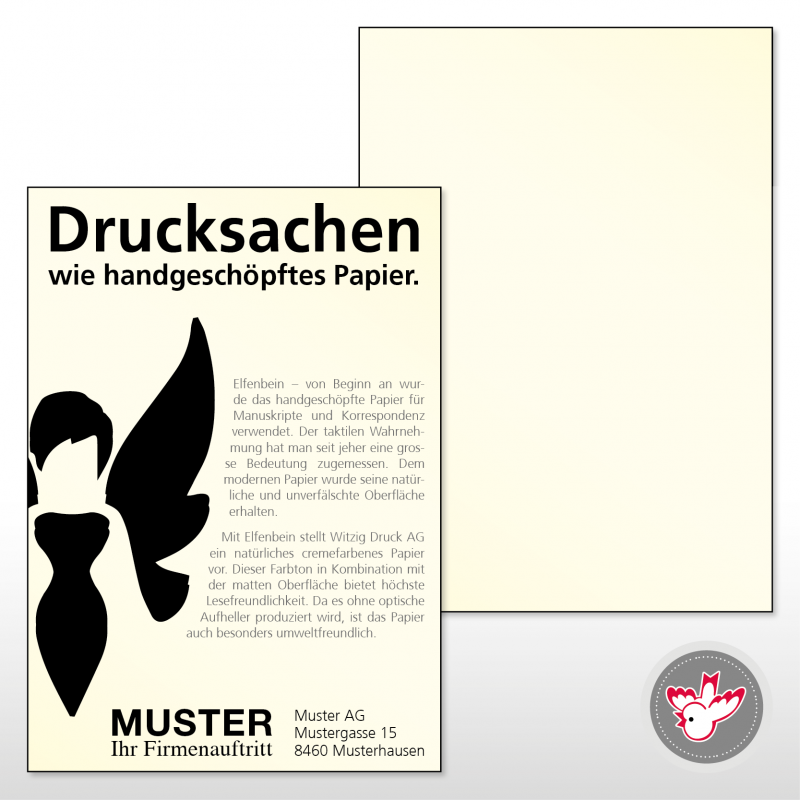Flyer A4, 1/0 Elfenbein 80 g/m², FSC