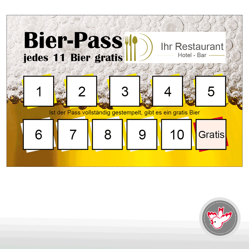 Bierpass, Kaffeepass, Cafepass, Pizza-Pass, Pizzapass