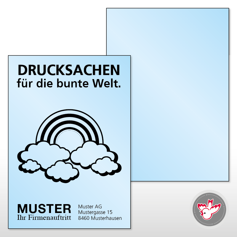 Flyer A4, 1/0 Regenbogen blau 80 g/m², FSC