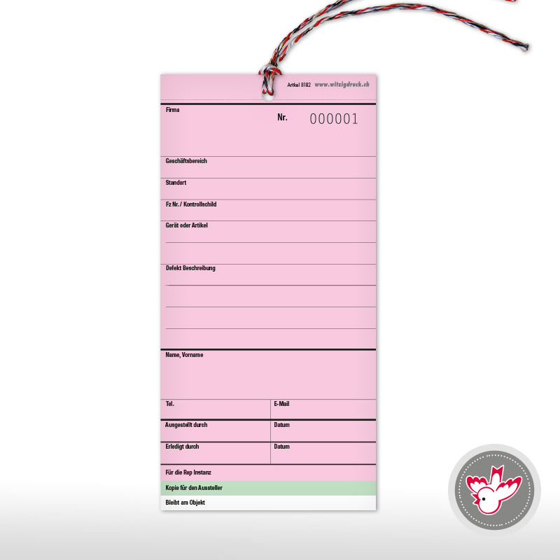 Reparatur-Etikette, Witzig Druck AG Reparatur-Etikette, Witzig Druck AG