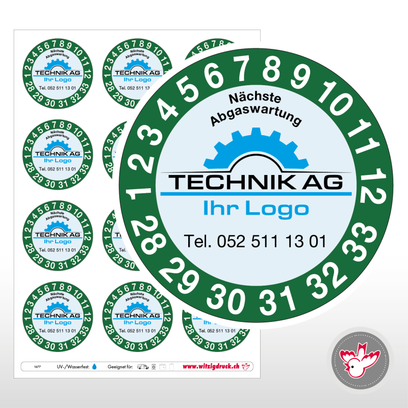 Abgaskleber, Witzig Druck AG Abgaskleber, Witzig Druck AG