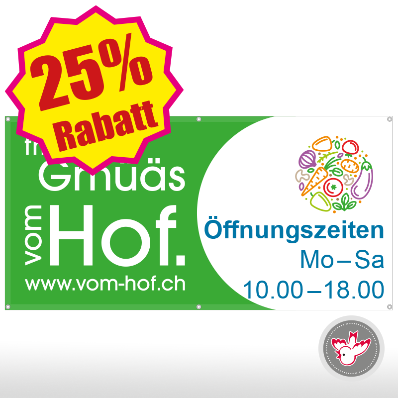 Banner drucken 25% Rabatt, Witzig Druck AG Banner drucken 25% Rabatt, Witzig Druck AG
