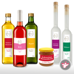 Etiketten drucken, wasserfest, Wein, Öle, Bienenhonig, Design, Witzig Druck AG