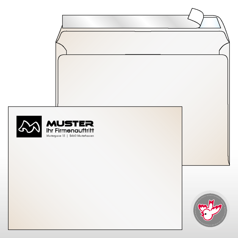 Kuvert, Witzig Druck AG, Natural, braun, Fenster, Kuverts, rechts
