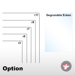 Witzig Druck AG, Ecken gerundet, Abgerundete Ecken, Rundung, Ecken, Option, Drucksachen, Druckerei