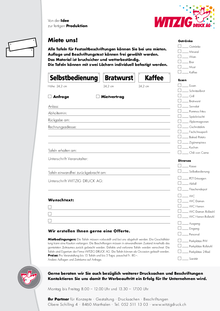 Bestellung Miettafeln