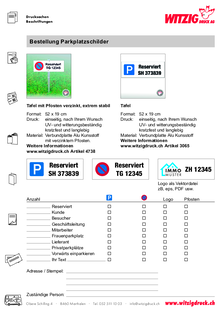 Bestellung Parkplatz-Schilder
